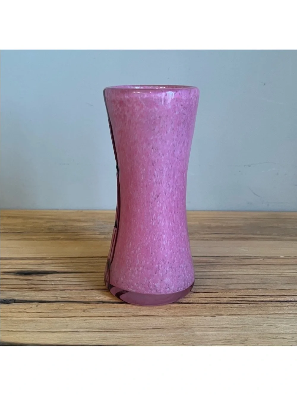 Hand-blown pink art glass vase